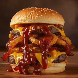 Shroom Burger with Onion Rings