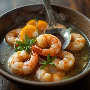 AK Side Stripe Shrimp \"In Acqua Pazzo\" With Kumquat & Pumpkin Seed XO