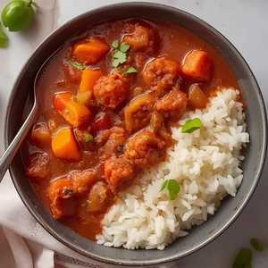 World Famous Buffalo Stew Over Rice