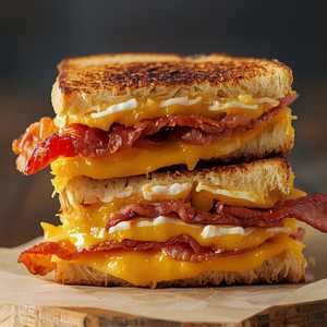 TRIPLE GRILLED CHEESE WITH BACON