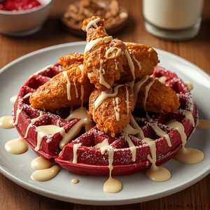 Chicken & Red Velvet Waffles