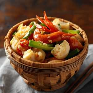 Mixed Seafood In Nest 荷芹炒三鲜