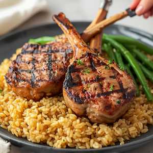 Lamb Chops Over Orzo Pilaf