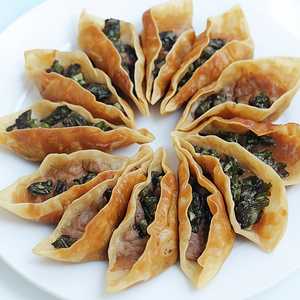 Panfried Preserved Mustard Green Pork Wontons