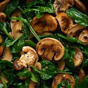 Sautéed Fresh Spinach And Button Mushrooms