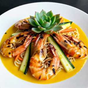 Gamberoni Con Spaghetti Di Verdure