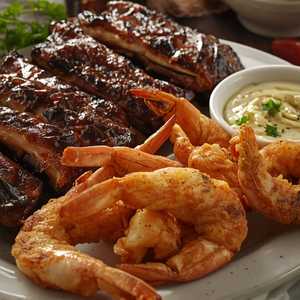 Rib & Shrimp Dinner (4 Bones & 6 Shrimp)