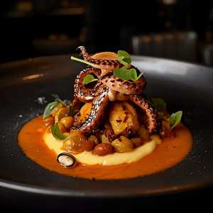 Binchotan Grilled Octopus With Marinated Gigante Beans & Sweet Pepper Romesco