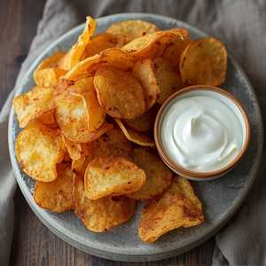 potato chips, creme fraiche