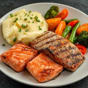 Mixed Grill of Halibut & King Salmon