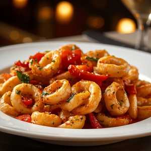 Pan-Fried Calamari with Hot Cherry Peppers