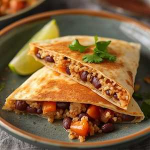 Quesadilla de Chicharrón Arroz Y Frijoles
