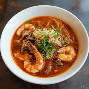 Prawn w/ Spicy Minced Pork Sauce Noodle Soup