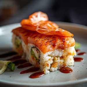 Salmon & Shrimp Aburi Oshi