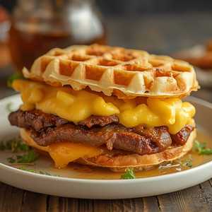 Macaroni & Cheese Waffle Sandwich
