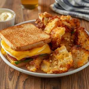 Side of Egg Sandwich with Cheesy Hashbrowns