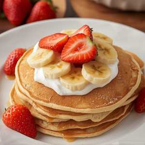 Flannel Cakes, with Yogurt, Banana and Strawberries