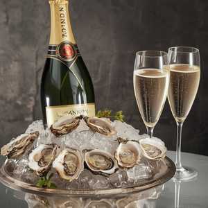 Small: 1/2 doz raw oysters* one split of Chandon brut or rose