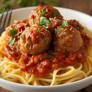 Spaghetti with Meatballs & Meat Sauce