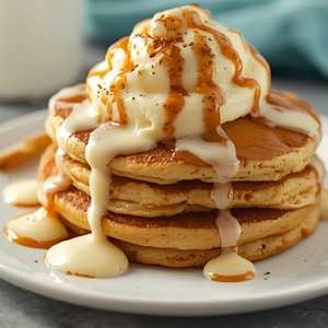 Stack of Cinnamon Roll Pancakes