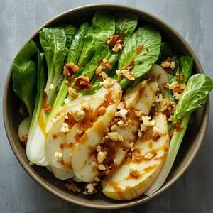 Endives, pears, walnuts, roquefort cheese, caramel balsamic vinaigrette