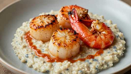 Diver Sea Scallops, Jumbo Red Shrimp & Grits