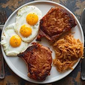PORK CHOPS & EGGS