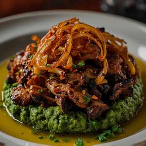 Vaca Frita with Mashed Plantains