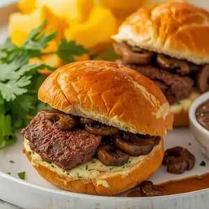Mini Tenderloin Sandwiches* with Mushrooms and Herb Cheese (2)