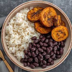 White Rice, Black Beans & Sweet Plantains