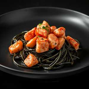 Fettuccine Al Nero Di Seppia Con Astice