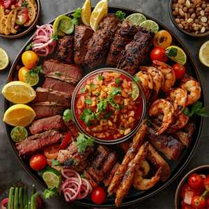 Beef Fajita*, Ribs & Shrimp Brochette