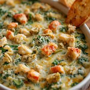 Dungeness Crab, Spinach, and Artichoke Dip