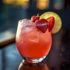 Strawberry Hibiscus Caipirinha