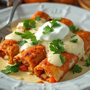 Enchiladas De Pollo Con Crema Agria