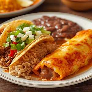 Beef Taco & Cheese Enchilada
