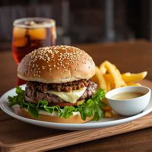 Pick a burger and half salad or bowl of soup
