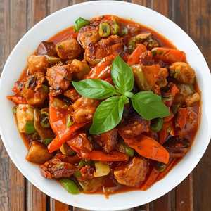 Pad Nam Prik Pao With Chicken