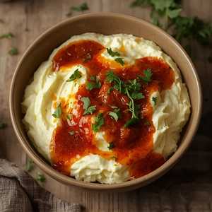 Manchego Whipped Potatoes with Chorizo Gravy