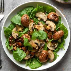 Vegan Baby Spinach And Mushrooms Salad