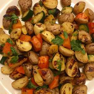 Crispy Olive Oil Roasted Mixed Vegetables & Potatoes