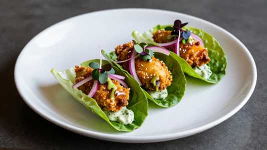Fried Oyster Lettuce Wraps