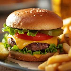Lunch Cheeseburger and Fries