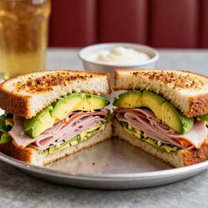 Ham, Swiss And Avocado Sandwich
