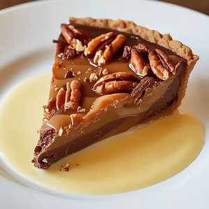 Chocolate Turtle Pie with Crème Anglaise