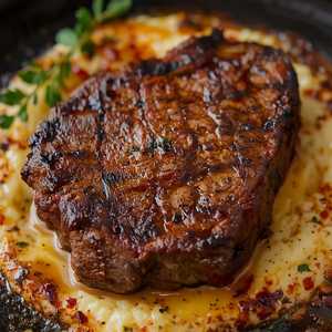 Bone-In Ribeye Steak & Cajun Grits