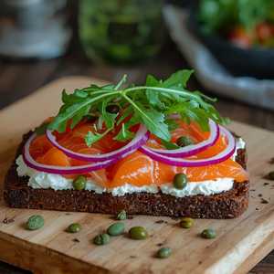 Danish Open-Faced Salmon Sandwich 'Smørrebrød'
