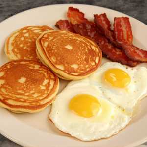 3 Pancakes with Eggs & Meat