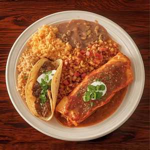 Beef Fajita Soft Taco & Chicken Enchilada