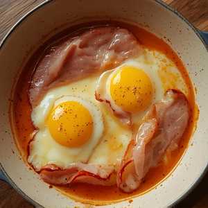Œufs plats, jambon et fromage